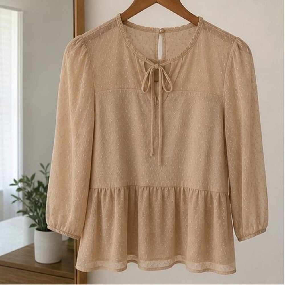 Camel Peplum Top